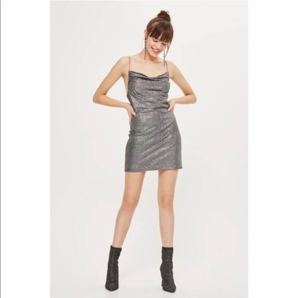TopShop Metallic RARE Bodycon Shine Dress 6 xs NWT - Picture 3 of 7